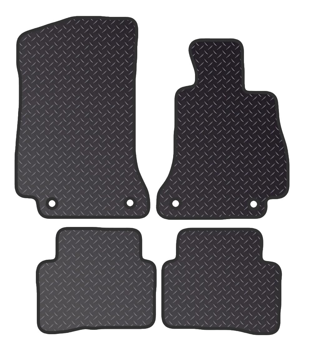 PCM - Car Floor Mats for Mercedes C CLASS (2014 - Present) 4 CLIPS - Black Heavy Duty Rubber 5mm - Tailored Car Mats - Car Floor Mat, with Anti Slip Backing - 4 pcs Floor Mat Set
