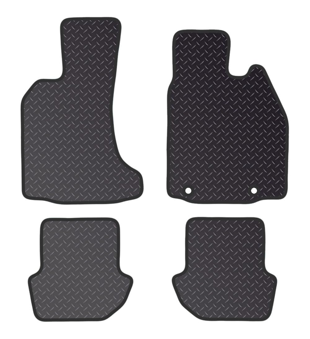 PCM-Car Floor Mats fits for Porche 911 with passenger sound System (2004-2011)- Black Standard Rubber 3mm - Tailored Car Mats with Anti Slip Backing - 4  pcs Floor Mat Set with 2 Clips