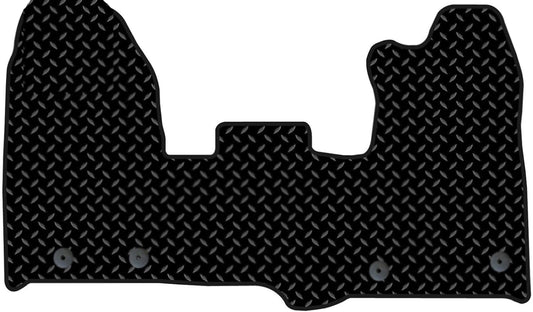 PCM - Tailored Van Floor Mat Fits FORD TRANSIT CUSTOM 1 PIECE FRONT (4-CLIPS) 2015-2023 - Rubber 5mm - Non Slip Backing and Edged With Black Nylon Binding - 1 Van Floor Mat