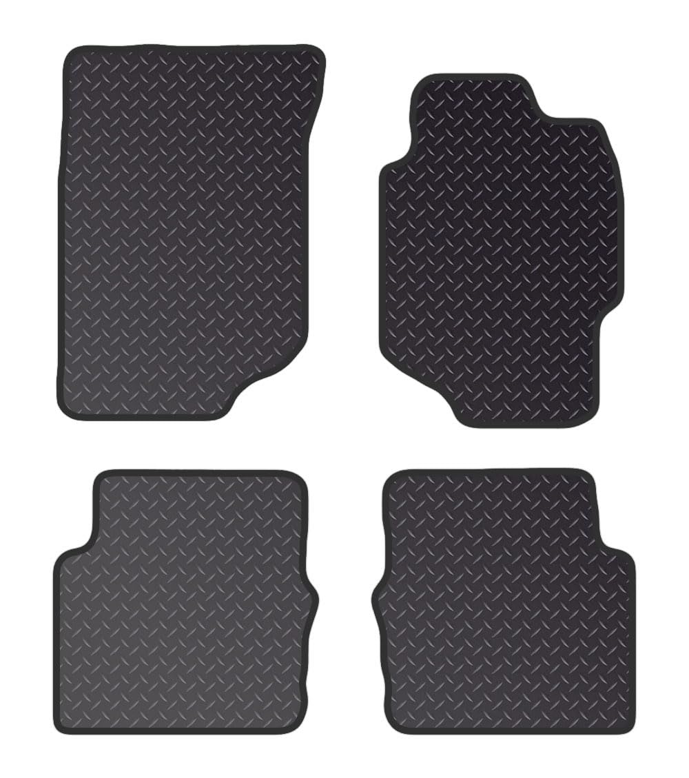 PCM - Car Floor Mats for Honda ACCORD SALOON - 1998-2003 - Black Standard Rubber 3mm - Tailored Car Mats - Car Floor Mat, with Anti Slip Backing - 4 pcs Floor Mat Set with 2 Clips