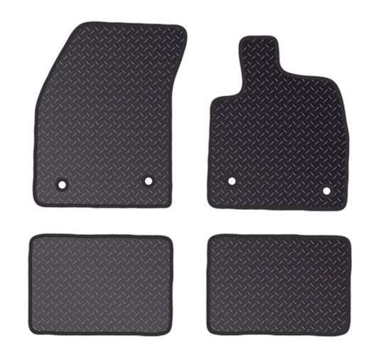 PRIME CAR MATS  - Ford FOCUS MK4-MK5 2017 ON- Black Standard Rubber 3MM - Fitted With Clips & Granulated Backing-Non Slip Car Floor Mat-4 Pc Floor Mats