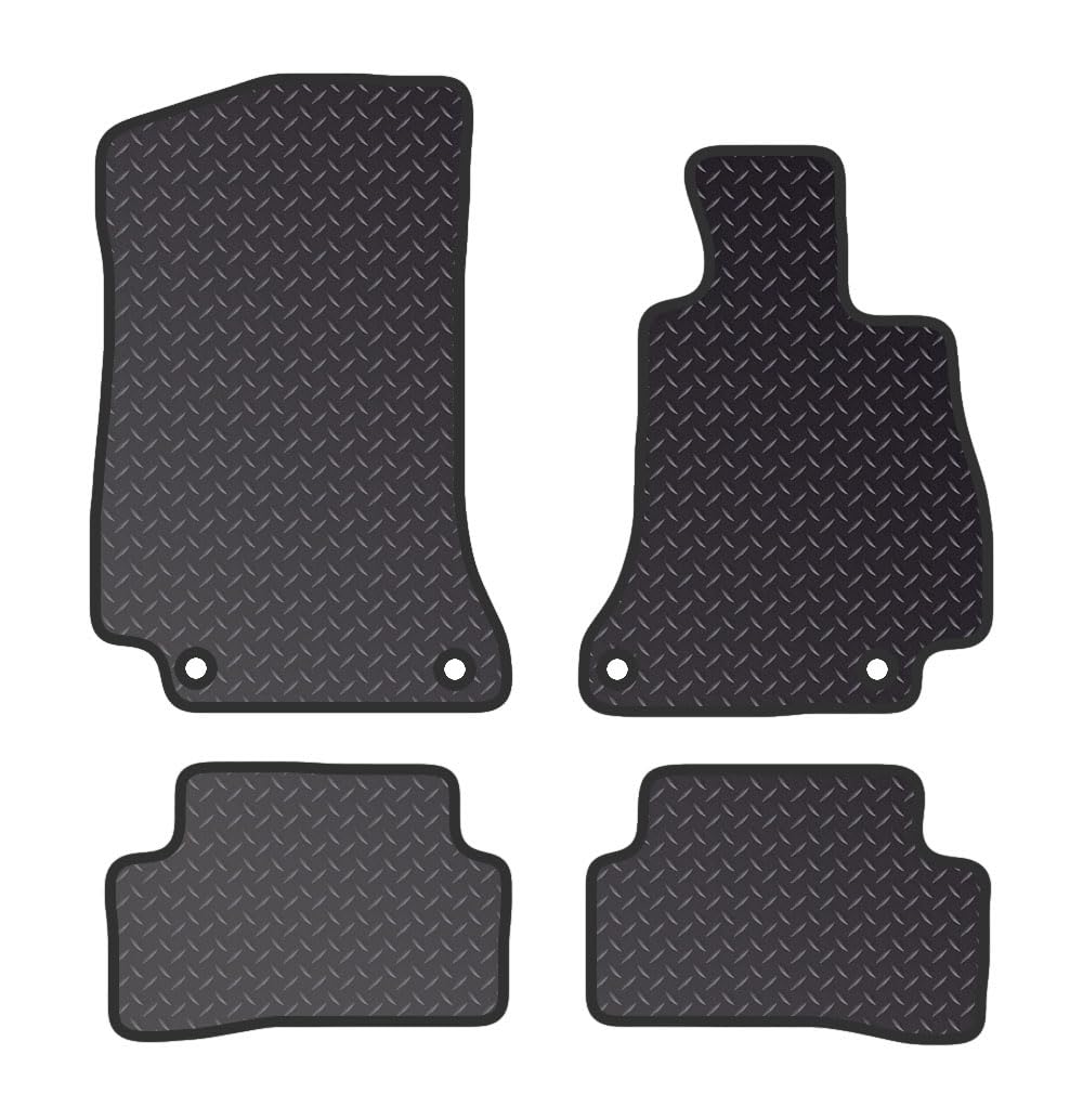 PCM - Car Floor Mats for Mercedes C Class C350e PHEV Estate (2016 - Present) 4 CLIPS - Black Standard Rubber 3mm - Tailored Car Mats - Car Floor Mat, with Anti Slip Backing - 4 pcs Floor Mat Set
