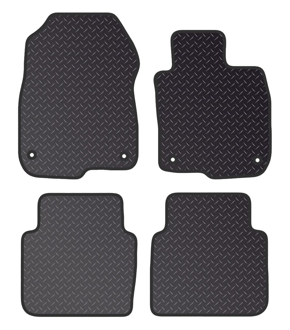 PCM - Car Floor Mats Compatible with Honda CRV Model from (2018 Onwards) - Black Standard Rubber 3mm - Tailored Car Mats  with Anti Slip Backing - 4 pcs Floor Mat Set with 4 Clips
