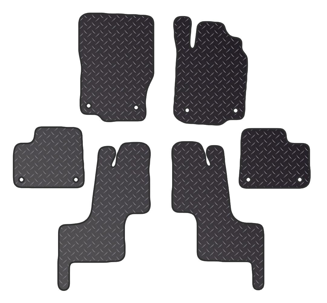 PCM- Car Floor Mats fits Mercedes GL 7 Seater from 2013 ON- Black Standard Rubber 3mm - Tailored Car Mats - Car Floor Mat, with Anti Slip Backing - 6 pcs Floor Mat Set with 8 Clips