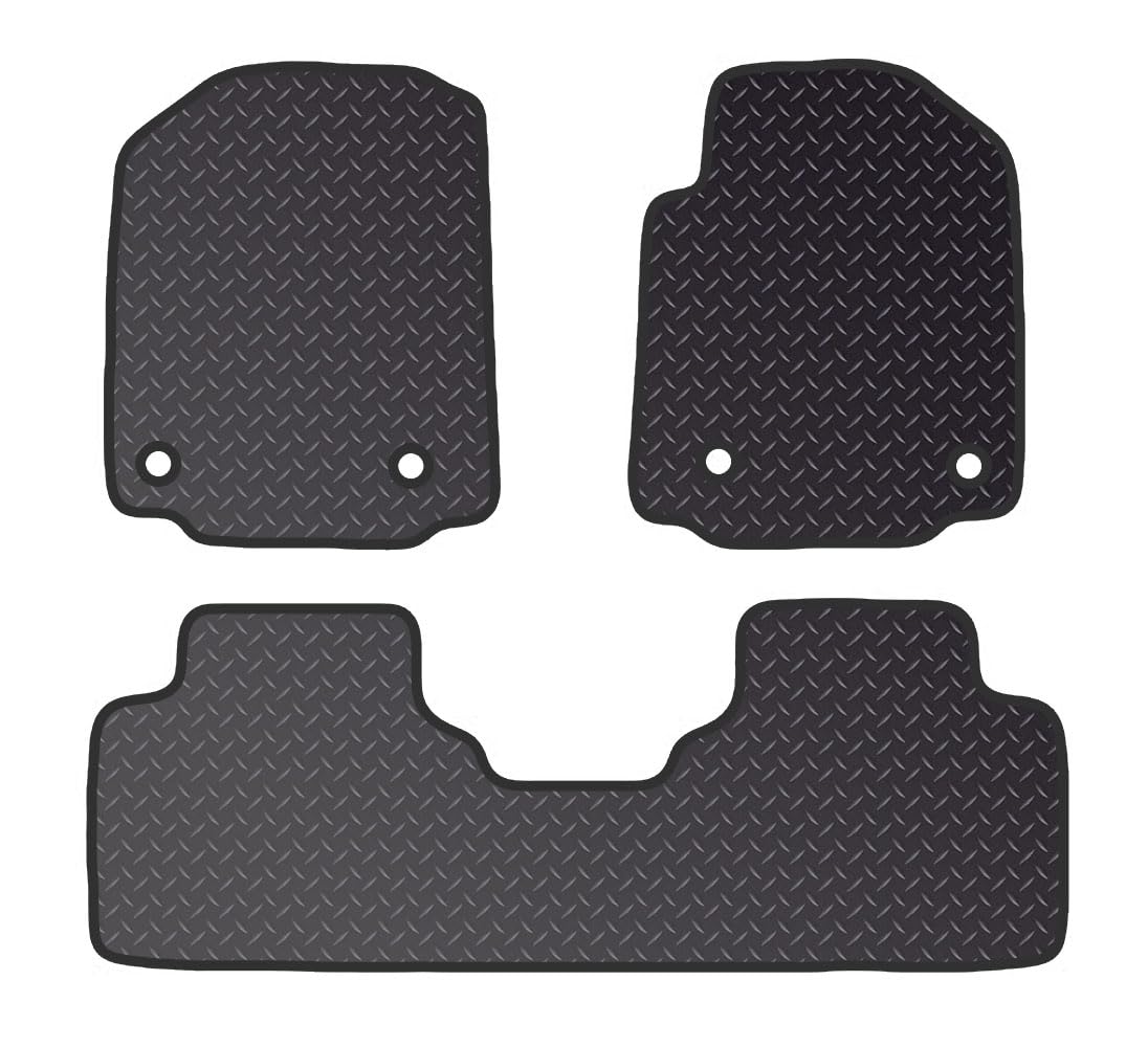 PCM- Car Floor Mats fits for MG GS  from 2016 Present- Black Heavy Duty Rubber 5mm - Tailored Car Mats - Car Floor Mat, with Anti Slip Backing - 3 pcs Floor Mat Set with  4 Clips
