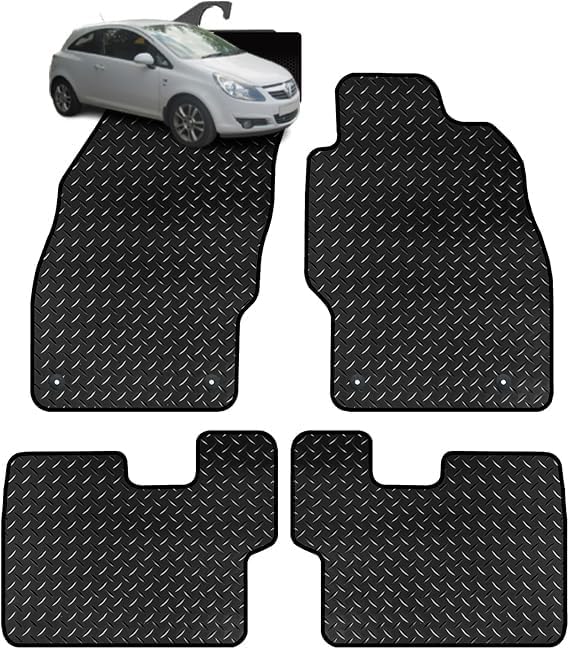 PCM - For Vauxhall Corsa E (2014-2019) All Weather, Anti-Slip Backing & Black Trim (Standard Rubber 3MM)