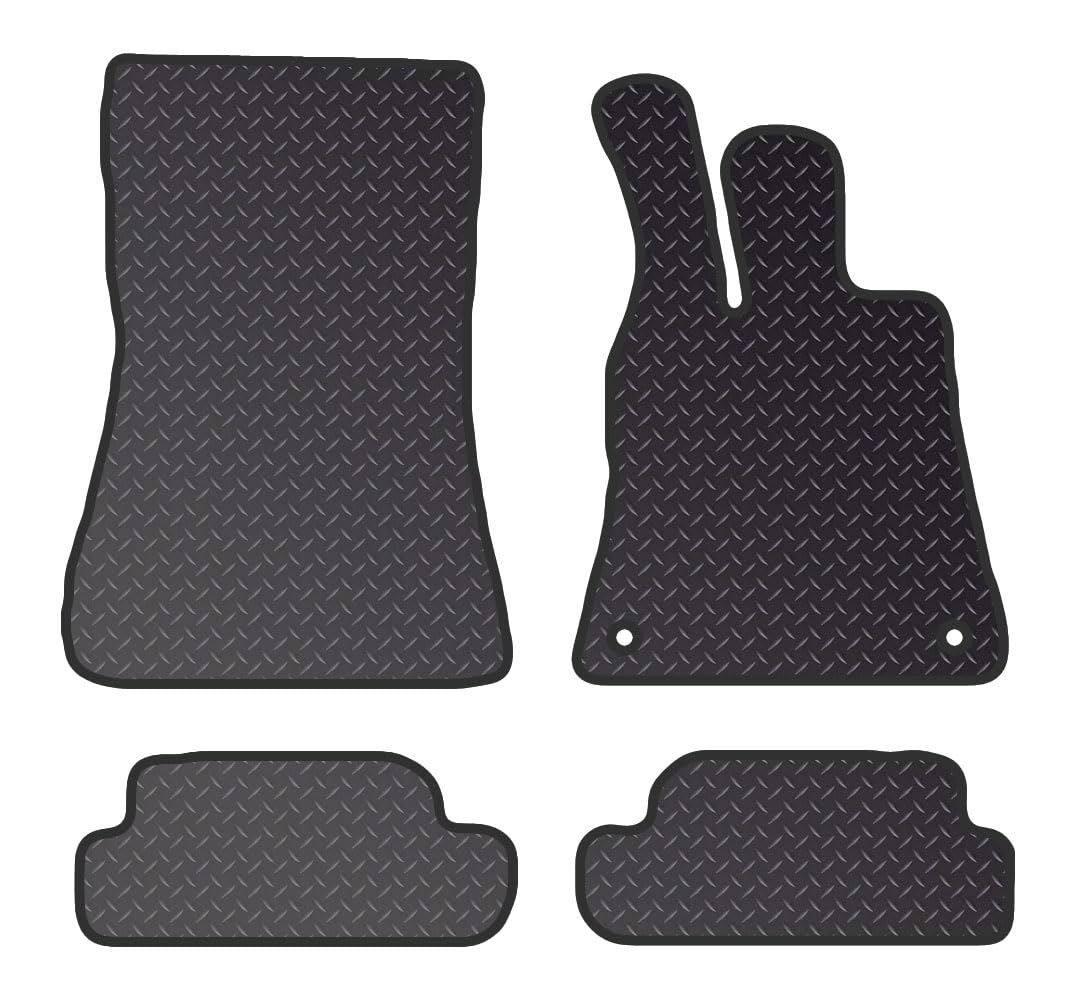 PCM- Car Floor Mats fits for MERCEDES SL from 2022 on- Black Heavy Duty Rubber 5mm - Tailored Car Mats - Car Floor Mat, with Anti Slip Backing - 4 pcs Floor Mat Set with  2 Clips