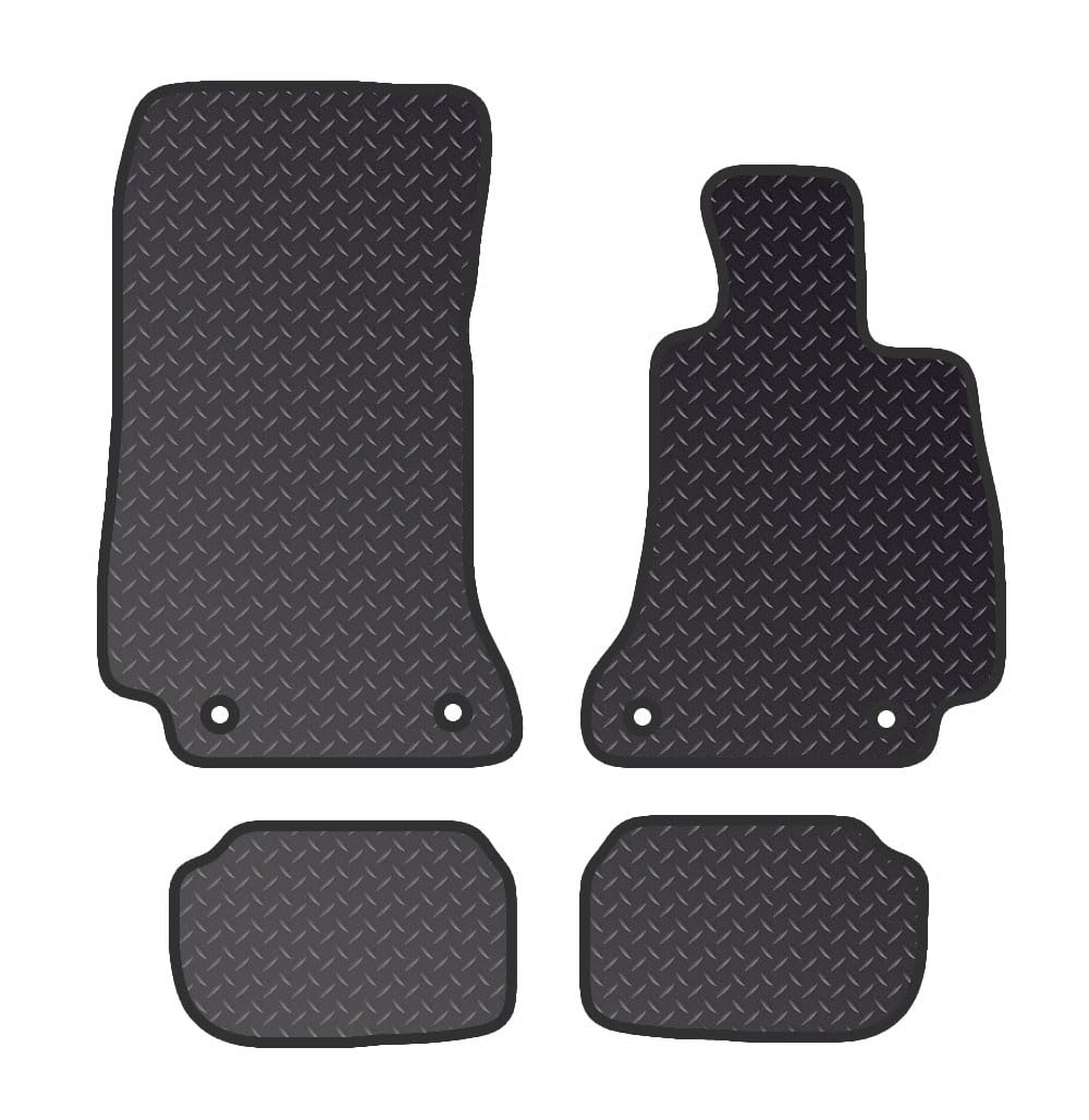 PCM - Tailored Car Floor Mats for Mercedes  E Class Coupe (2016 - Present) 4 CLIPS - Black Standard Rubber 3mm - Full Floor Protection - Anti Slip & Fit Mat with Clips Easy Clean - Black Edging