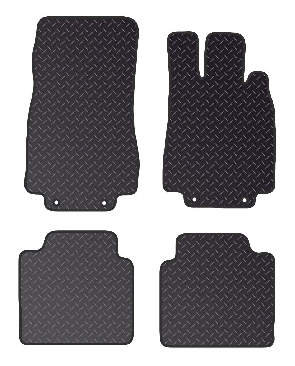 PCM- Car Floor Mats fits for MERCEDES S Class LWB from (1999-2006)- Black Standard Rubber 3mm - Car Floor Mat, with Anti Slip Backing -  4 pcs Floor Mat Set with 4 Clips