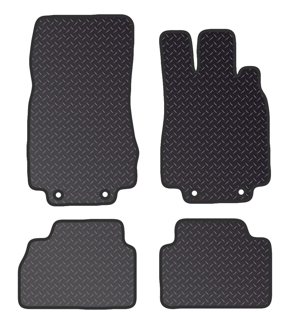 PCM- Car Floor Mats fits for MERCEDES S Class SWB from (1999-2006)- Black Standard Rubber 3mm - Car Floor Mat, with Anti Slip Backing - 4 pcs Floor Mat Set with 4 Clips