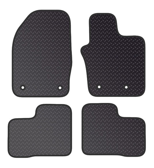 PCM- Car Floor Mats fits for Fiat 500X from 2015 ON- Black Heavy Duty Rubber 5mm - Tailored Car Mats - Car Floor Mat, with Anti Slip Backing - 4 pcs Floor Mat Set with 4 Clips