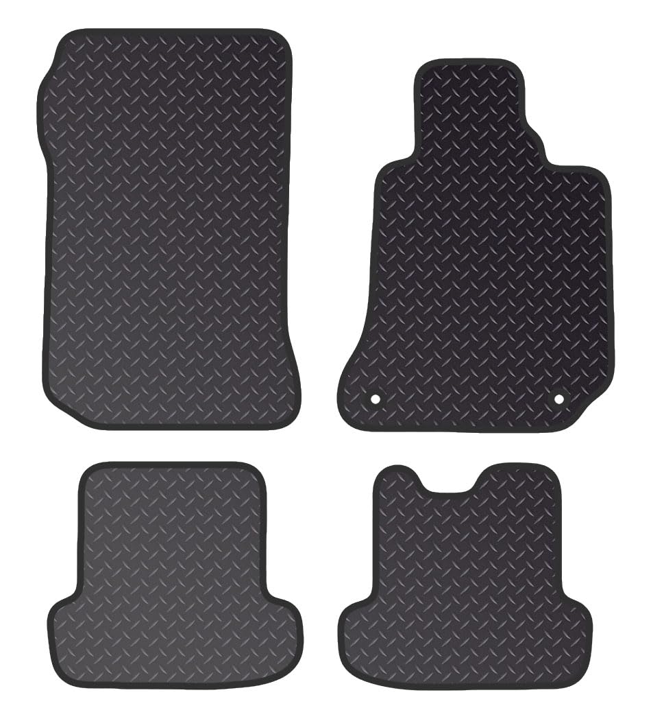 PCM - Car Floor Mats for Mercedes C CLASS COUPE MANUAL  (2011-2015) 2 CLIPS - Black Heavy Duty Rubber 5mm - Tailored Car Mats - Car Floor Mat, with Anti Slip Backing - 4 pcs Floor Mat Set