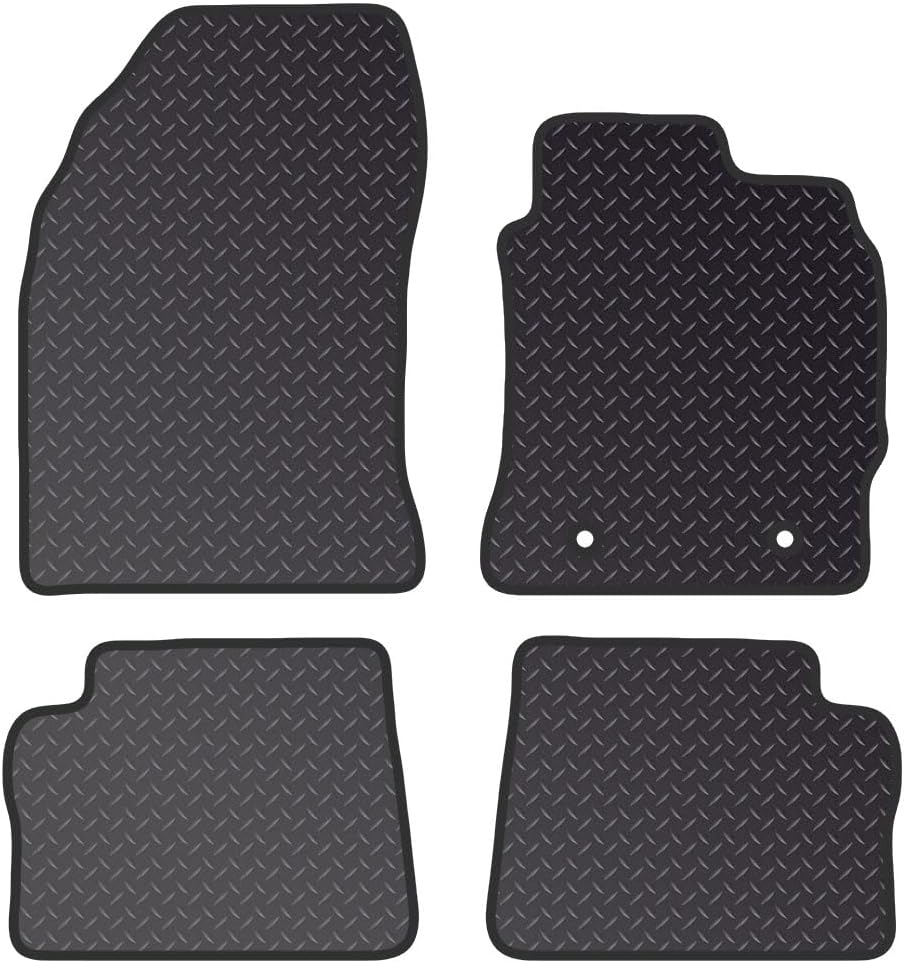 PRIME CAR MAT - Car Floor Mats for Auris Hatchback (2011-2016) 2 CLIPS - Black Heavy Duty Rubber 5mm - Tailored Car Mats - Car Floor Mat, with Anti Slip Backing - 4 pcs Floor Mat Set