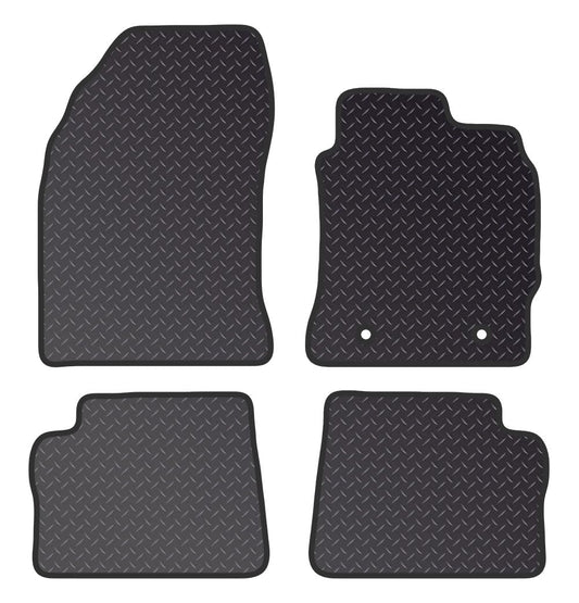 PCM - Car Floor Mats for Auris Hatchback (2011-2016) 2 CLIPS - Black Heavy Duty Rubber 5mm - Tailored Car Mats - Car Floor Mat, with Anti Slip Backing - 4 pcs Floor Mat Set