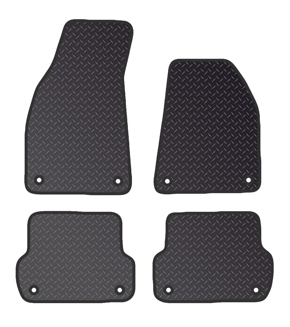 PRIME CAR MAT - Fits Audi A4 Quattro Estate 2006-2008 - Heavy Duty Rubber 5mm - Tailored Car Mats - Waterproof, Non Slip Car Floor Mat, Fitted with Clips & Anti Slip Backing - 4 pcs Floor Mat Set