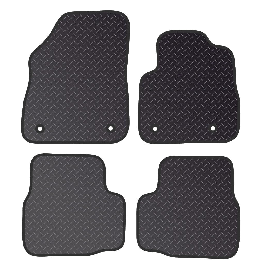 PRIME CAR MAT - Fits Vauxhall Astra K 2015 Onwards - Black Black Heavy Duty Rubber 5mm - Waterproof Car Floor Mat, with Anti Slip Backing - 4 pcs Floor Mat Set with 8 Clips