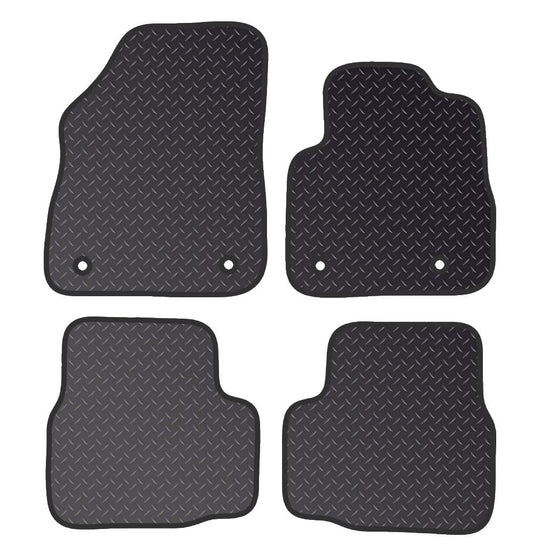 PRIME CAR MAT - Fits Vauxhall Astra K 2015 Onwards - Black Black Heavy Duty Rubber 5mm - Waterproof Car Floor Mat, with Anti Slip Backing - 4 pcs Floor Mat Set with 8 Clips