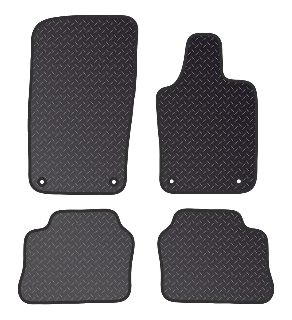 PCM-Car Floor Mats fits for Porche Panamera from 2009-2017- Black Standard Rubber 3mm - Tailored Car Mats - Car Floor Mat, with Anti Slip Backing - 4 pcs Floor Mat Set with 4 Clips