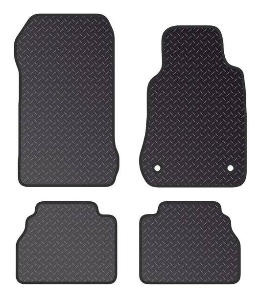 PCM - Tailored Car Floor Mats for Mercedes E CLASS (1996-2003) 2 CLIPS- Black Standard Rubber 3mm - Full Floor Protection - Anti Slip & Fit Mat with Clips Easy Clean Car Carpet - Black Edging
