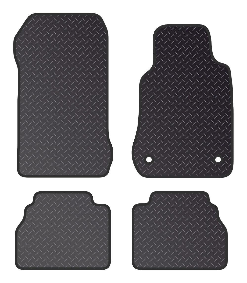 PCM - Tailored Car Floor Mats for Mercedes E CLASS (1996-2003) 2 CLIPS- Black Heavy Duty Rubber 5mm - Full Floor Protection - Anti Slip & Fit Mat with Clips Easy Clean Car Carpet - Black Edging