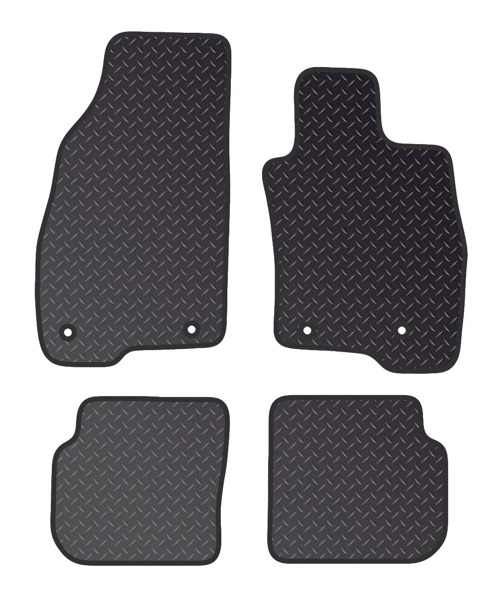 PRIME CAR MAT - ALFA-ROMEO Mito 2008-2018 - Black Standard Rubber 3mm - Anti Slip Tailored Car Mats - Waterproof Car Floor Mat, with Anti Slip Backing - 4 pcs Floor Mat Set with 4 Clips