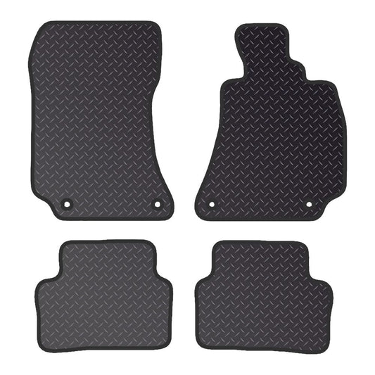 PCM - Tailored Car Floor Mats for Mercedes E Class Saloon (2009-2016) 4 CLIPS - Black Standard Rubber 3mm - Full Floor Protection - Anti Slip & Fit Mat with Clips Easy Clean - Black Edging