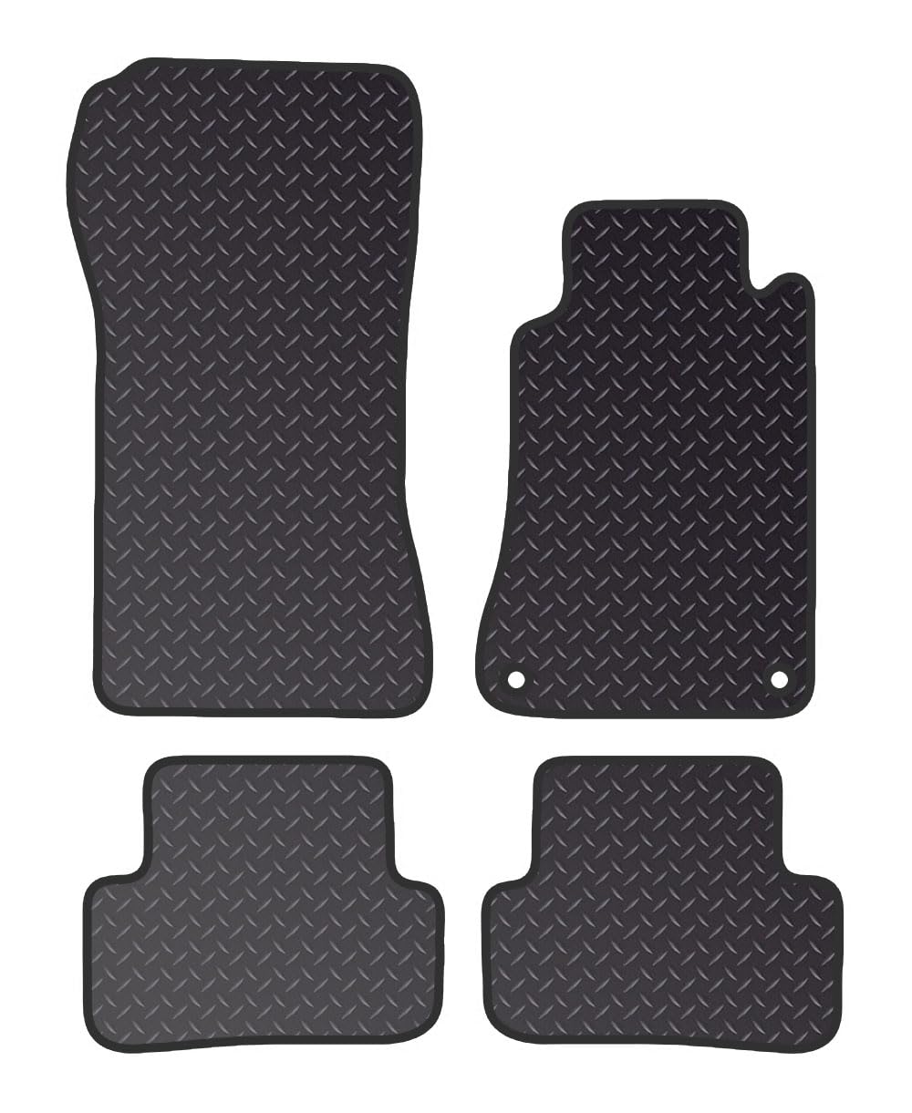 PCM - Car Floor Mats for Mercedes CLC (2008-Present) 2 CLIPS - Black Standard Rubber 3mm - Tailored Car Mats - Car Floor Mat, with Anti Slip Backing - 4 pcs Floor Mat Set