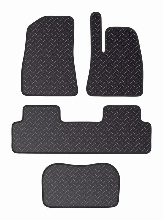 PCM - Floor Mat for Tesla Model 3 fits for (2019 -2020) - Black Standard Rubber 3mm - Tailored Car Mats - Car Floor Mat, with Anti Slip Backing - 4 pcs Floor Mat Set with 2 Clips