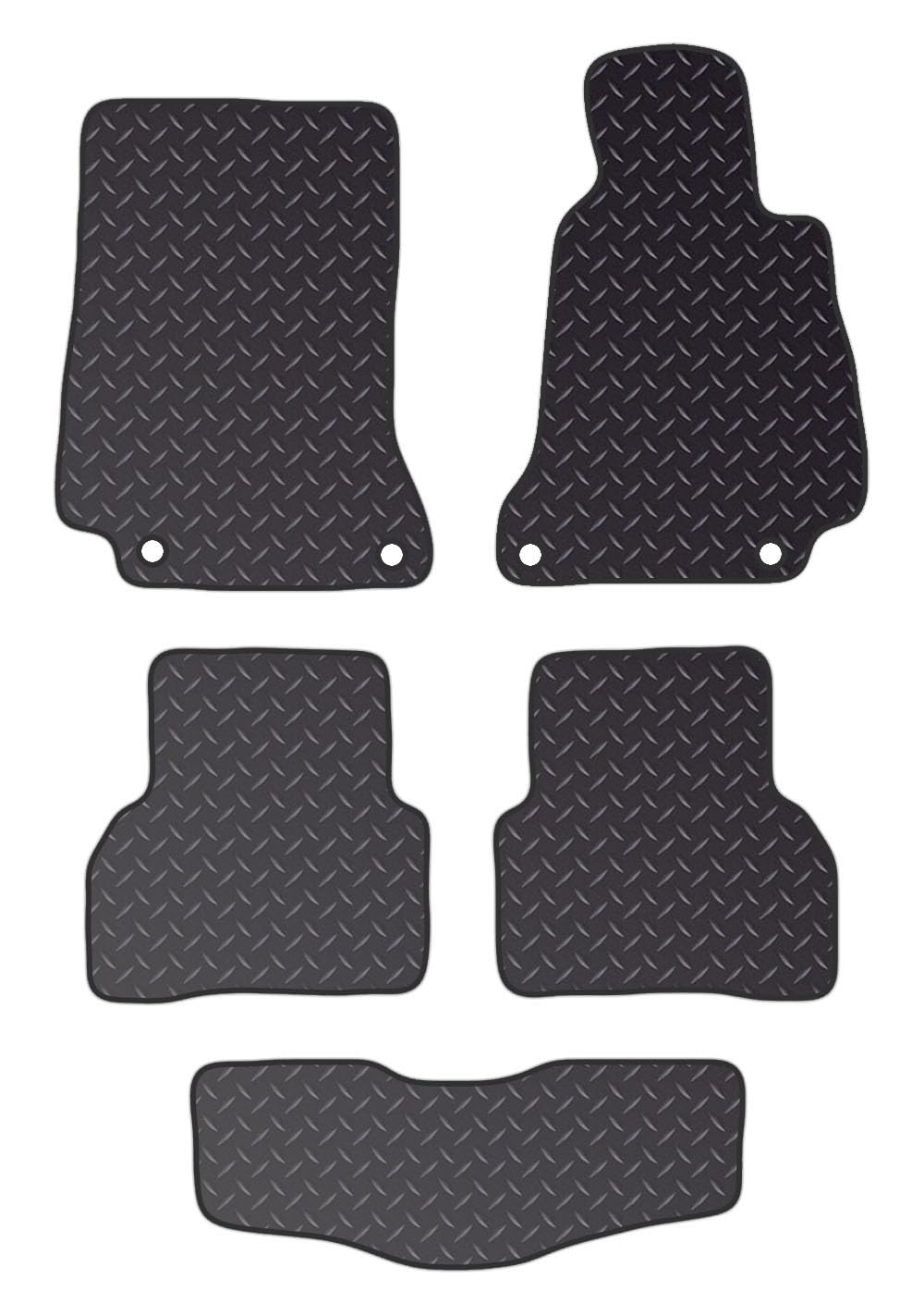 PCM - Car Floor Mats for Mercedes C CLASS C300H TAXI (2015 ON) 4 CLIPS - Black Standard Rubber 3mm - Tailored Car Mats - Car Floor Mat, with Anti Slip Backing - 4 pcs Floor Mat Set