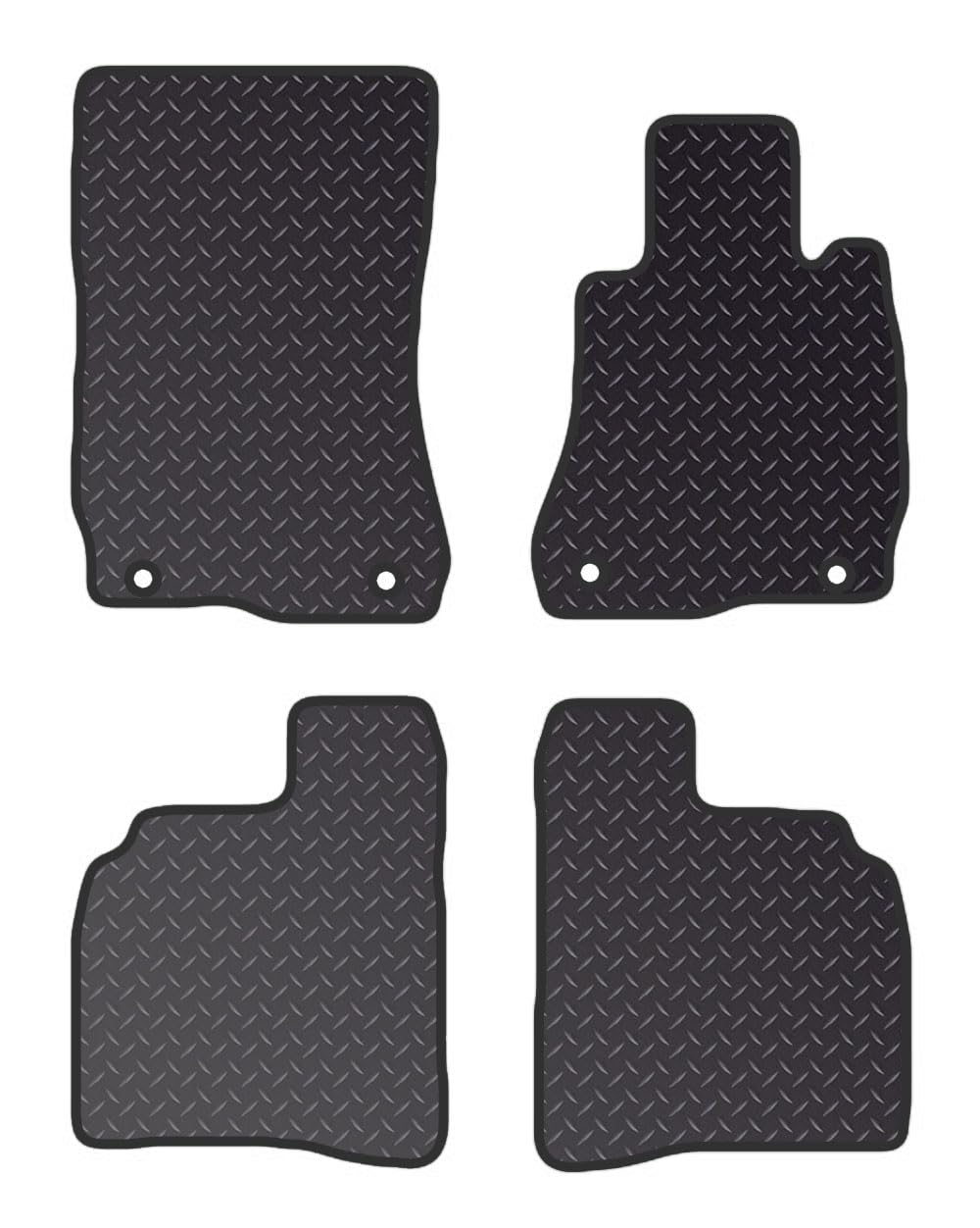PCM- Car Floor Mats fits for MERCEDES S Class LWB from (2006-2013)- Black Standard Rubber 3mm - Car Floor Mat, with Anti Slip Backing - 4 pcs Floor Mat Set with 4 Clips