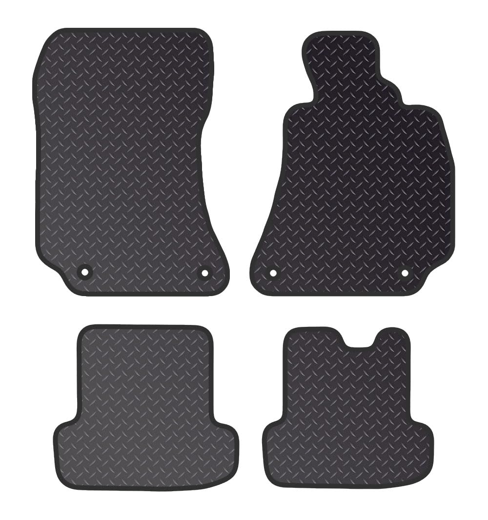 PCM - Tailored Car Floor Mats for Mercedes  E Class Coupe Manual (2009-2016) 4 CLIPS - Black Heavy Duty Rubber 5mm - Full Floor Protection - Anti Slip & Fit Mat with Clips Easy Clean - Black Edging