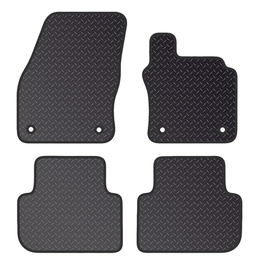 PRIME CAR MATS  - Fits VOLKSWAGEN Tiguan 2016-2020 - Black Standard Rubber 3MM - Tailored Fit Heavy-Duty - Fitted With Clips & Granulated Backing - 4 Pc Floor Mat