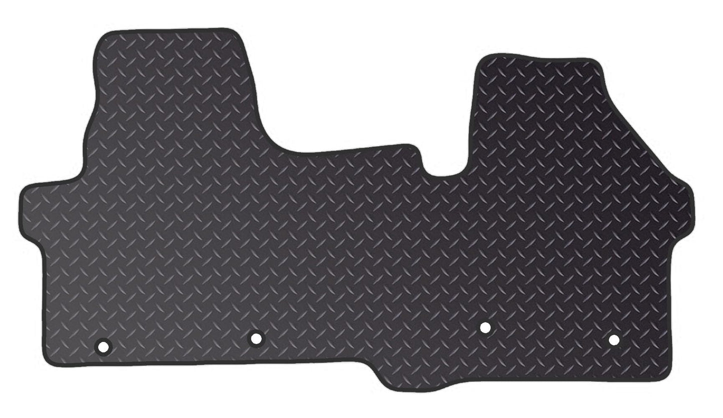 Rubber Floor Mats Fits for Ford Transit Custom (2024+) [Manual] 4 Clips - Custom Van Accessory Tailored fit, Non Slip Mat - Anti Slip Backing and Edged With Black Nylon Binding - 1 Floor Mat Only
