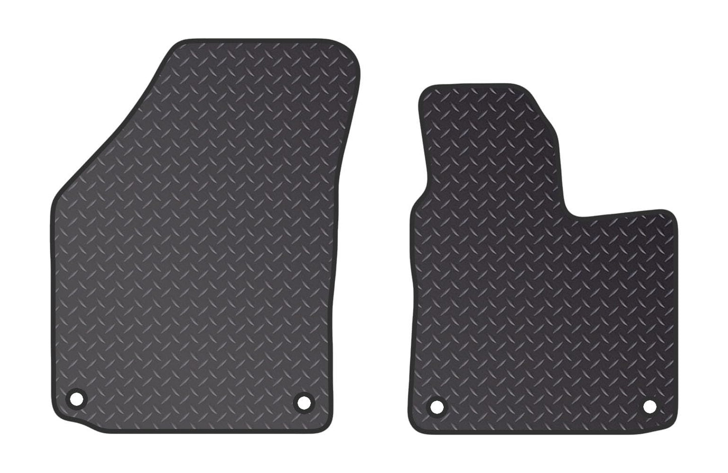 Tailored Mats - Fits VOLKSWAGEN Caddy 2004-2020 - Black Standard Rubber 3MM - Anti Slip Mat - Non Slip Car Floor Mat, Fitted With Clips & Granulated Backing - 2 Pc Floor Mat Only