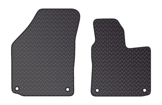 Tailored Mats - Fits VOLKSWAGEN Caddy 2004-2020 - Black Heavy Duty Rubber 5MM - Anti Slip Mat - Non Slip Car Floor Mat, Fitted With Clips & Granulated Backing - 2 Pc Floor Mat Only