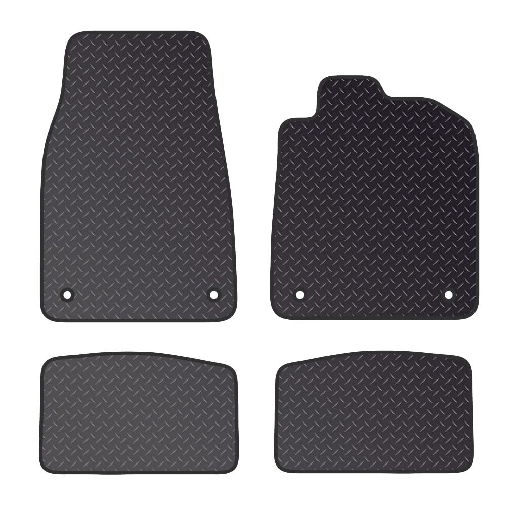 PCM-Car Floor Mats fits for Porche Taycan from 2019 Present- Black Standard Rubber 3mm - Tailored Car Mats - Car Floor Mat, with Anti Slip Backing - 4 pcs Floor Mat Set with 4 Clips