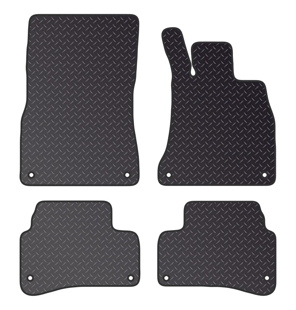 PCM- Car Floor Mats fits for MERCEDES S Class SWB from (2013-2017)- Black Standard Rubber 3mm - Car Floor Mat, with Anti Slip Backing - 4 pcs Floor Mat Set with 8 Clips