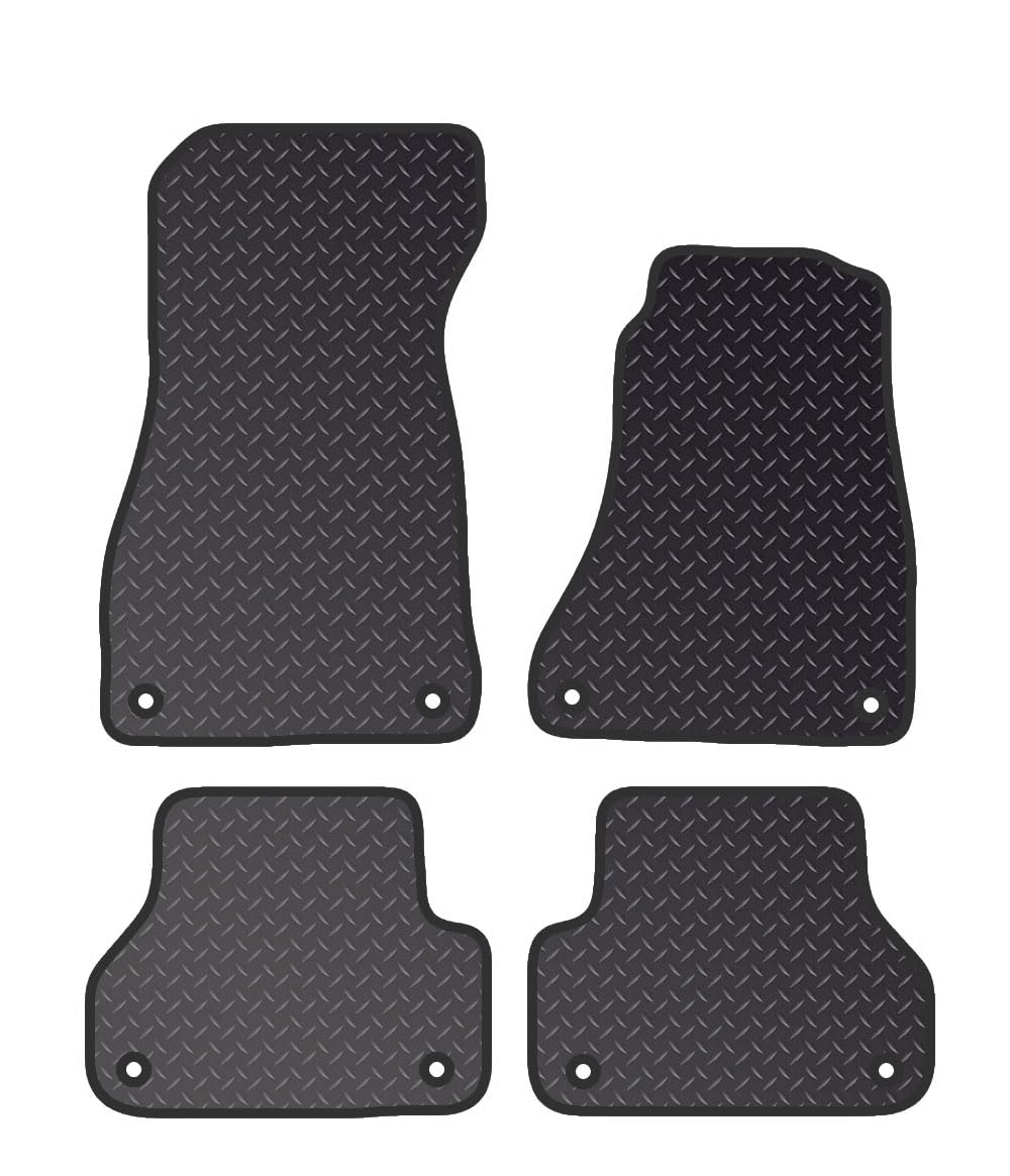 PRIME CAR MAT - Fits AUDI A4 2016-Onwards - Standard Rubber 3mm - Tailored Car Mats - Waterproof, Non Slip Car Floor Mat, Fitted with Clips & Anti Slip Backing - 4 pcs Floor Mat Set