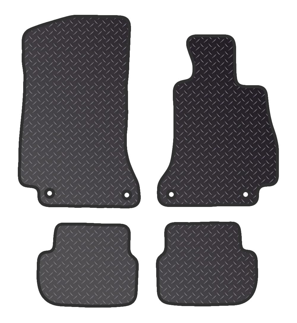 PCM - Car Floor Mats for Mercedes C Class CADRIOLET Convertible (2014 - Present) 4 CLIPS - Black Standard Rubber 3mm - Tailored Car Mats - Car Floor Mat, with Anti Slip Backing - 4 pcs Floor Mat Set