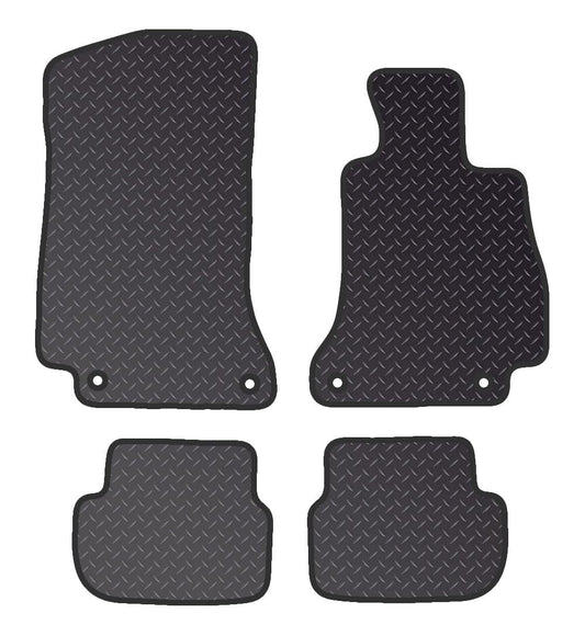 PCM - Car Floor Mats for Mercedes C Class CADRIOLET Convertible (2014 - Present) 4 CLIPS - Black Standard Rubber 3mm - Tailored Car Mats - Car Floor Mat, with Anti Slip Backing - 4 pcs Floor Mat Set