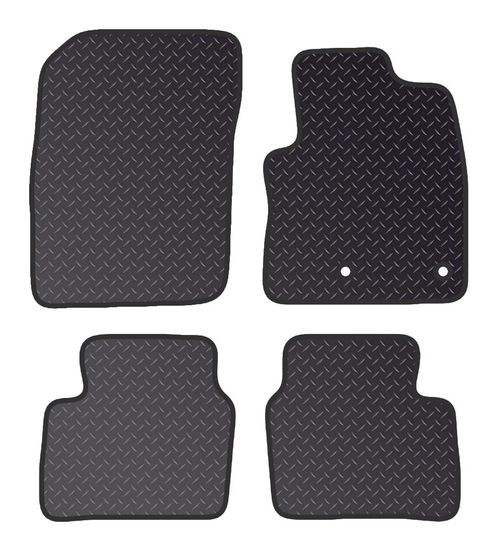 PCM - Tailored Fit Car Floor Mats for Nissan Qashqai Hybrid (J12) 2021 to Present - Red Edging Rubber 3MM - Anti Slip, Fitted With Clips & Granulated Backing - 4 Pc Floor Mat