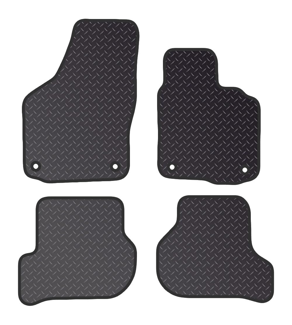 PRIME CAR MATS  - Fits Volkswagen Golf MK6 2009-2012 - Black Heavy Duty Rubber 5MM - Fitted With Clips & Granulated Backing - 4 Pc Floor Mat,Tailored Mats