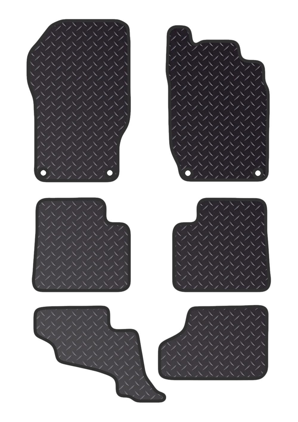 PCM- Car Floor Mats fits for Mercedes GL 7 Seater from (2006-2013)- Black Heavy Duty Rubber 5mm - Car Floor Mat, with Anti Slip Backing - 6 pcs Floor Mat Set with 4 Clips