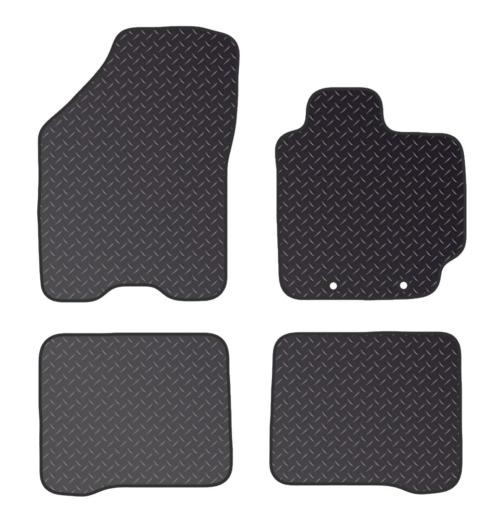 PCM - Car Floor Mats for Suzuki Baleno (2016 ON) 2 CLIPS - Black Standard Rubber 3mm - Tailored Car Mats - Car Floor Mat, with Anti Slip Backing - 4 pcs Floor Mat Set