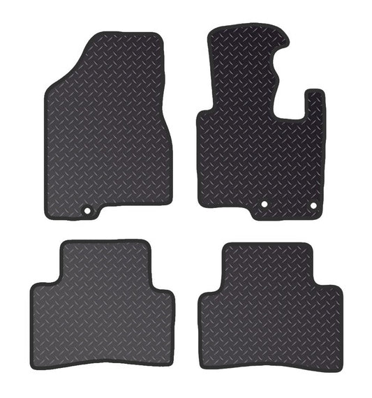 PRIME CAT MATS - Fits KIA Sportage 2010-2016 - Black Heavy Duty Rubber 5MM - Anti Slip Tailored Mats - Non Slip Car Floor Mat, Fitted With Clips & Granulated Backing - 4 Pc Floor Mat Only