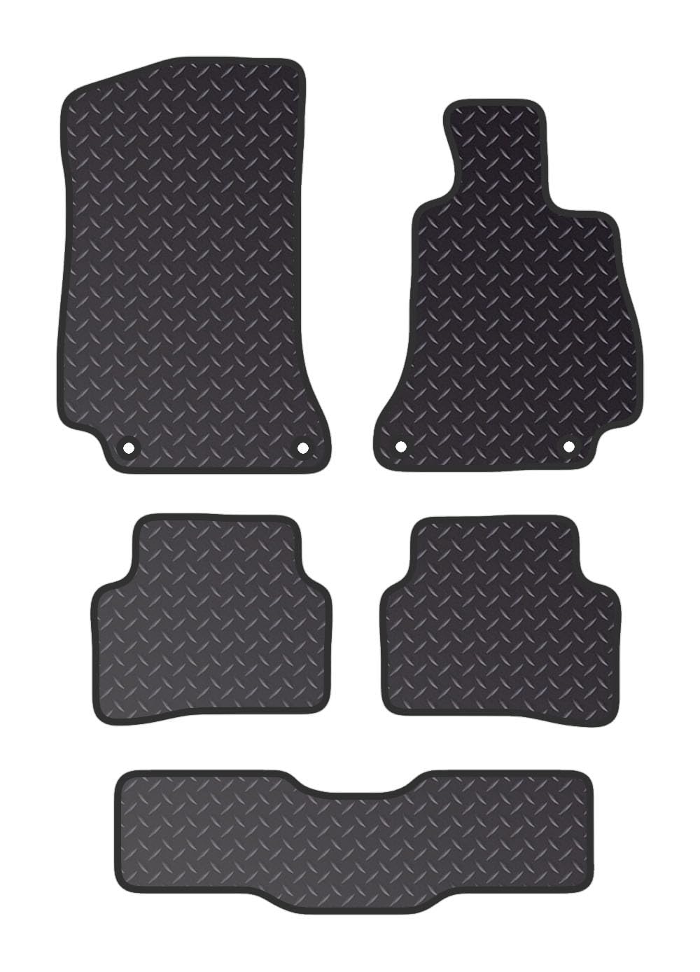PCM - Car Floor Mats for Mercedes C CLASS C350 TAXI(2015 ON) 4 CLIPS - Black Standard Rubber 3mm - Tailored Car Mats - Car Floor Mat, with Anti Slip Backing - 4 pcs Floor Mat Set