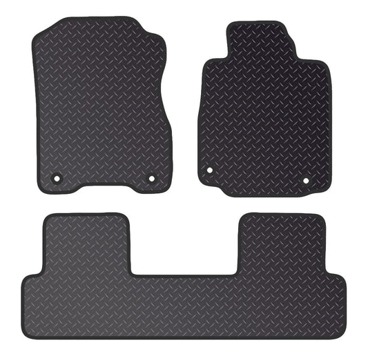 PCM - Car Floor Mats Compatible with Honda CRV Model from (2012-2015) - Black Heavy Duty Rubber 5mm - Tailored Car Mats  with Anti Slip Backing - 3 pcs Floor Mat Set with 4 Clips