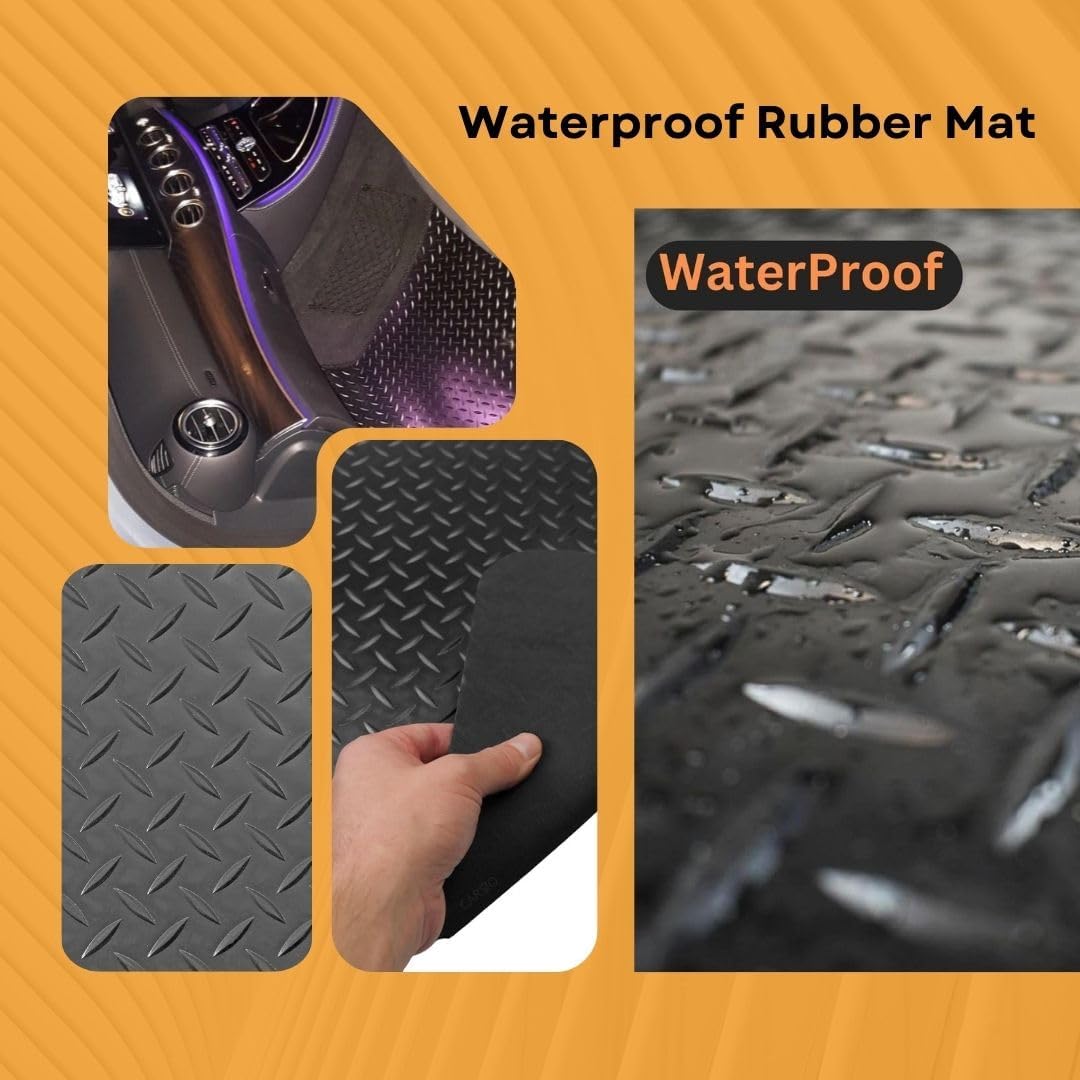 PCM - Fits AUDI A2 2000-2005 - Black Black Standard Rubber 3mm - 4 pcs Floor Mat Set with 8 Clips