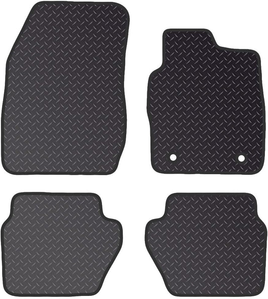 PCM - Ford Fiesta (2011-2017) Car Floor Mats - 4 Pc Floor Mat, 2 Clips - Black