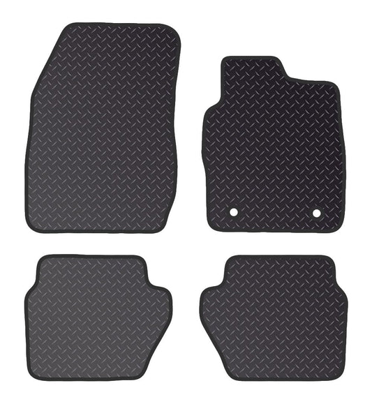 Car Mats Compatible With Ford Fiesta (2011-2017) Black Heavy Duty Rubber 5MM Tailored Fit Car Floor Mats Set Anti Slip Mat - Non Slip Car Floor Mat - 4 Pc Floor Mat - 2 Clips